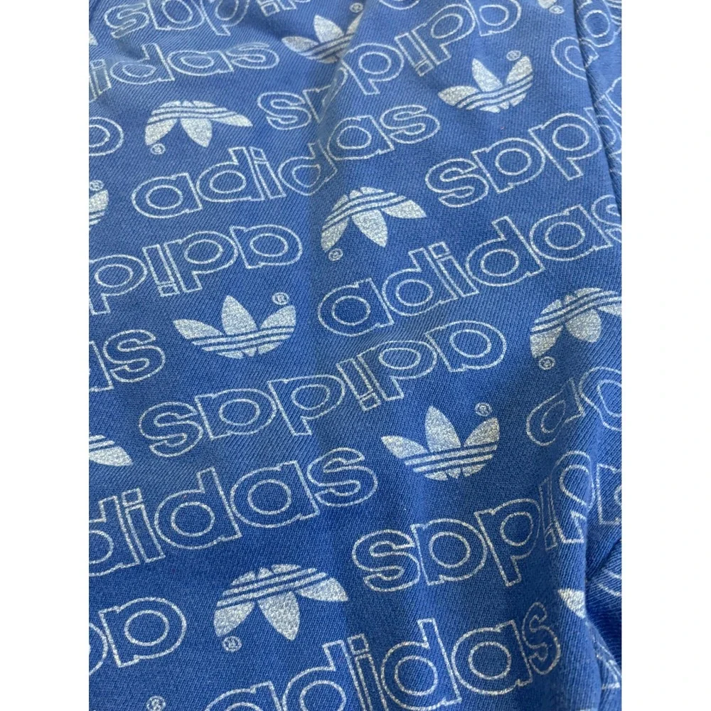 Adidas Originals Mens Royal Blue Allover Logo Print French Terry Shorts Small